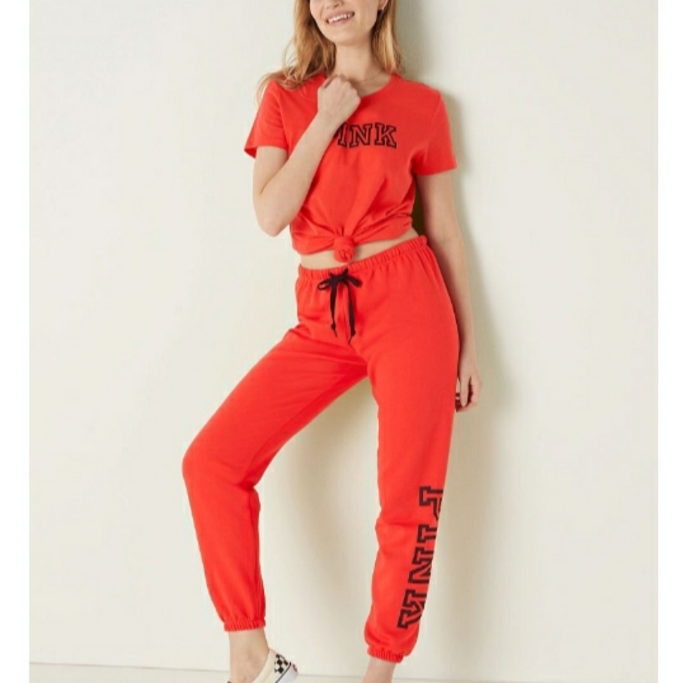 Pink Victorias Secret red joggers